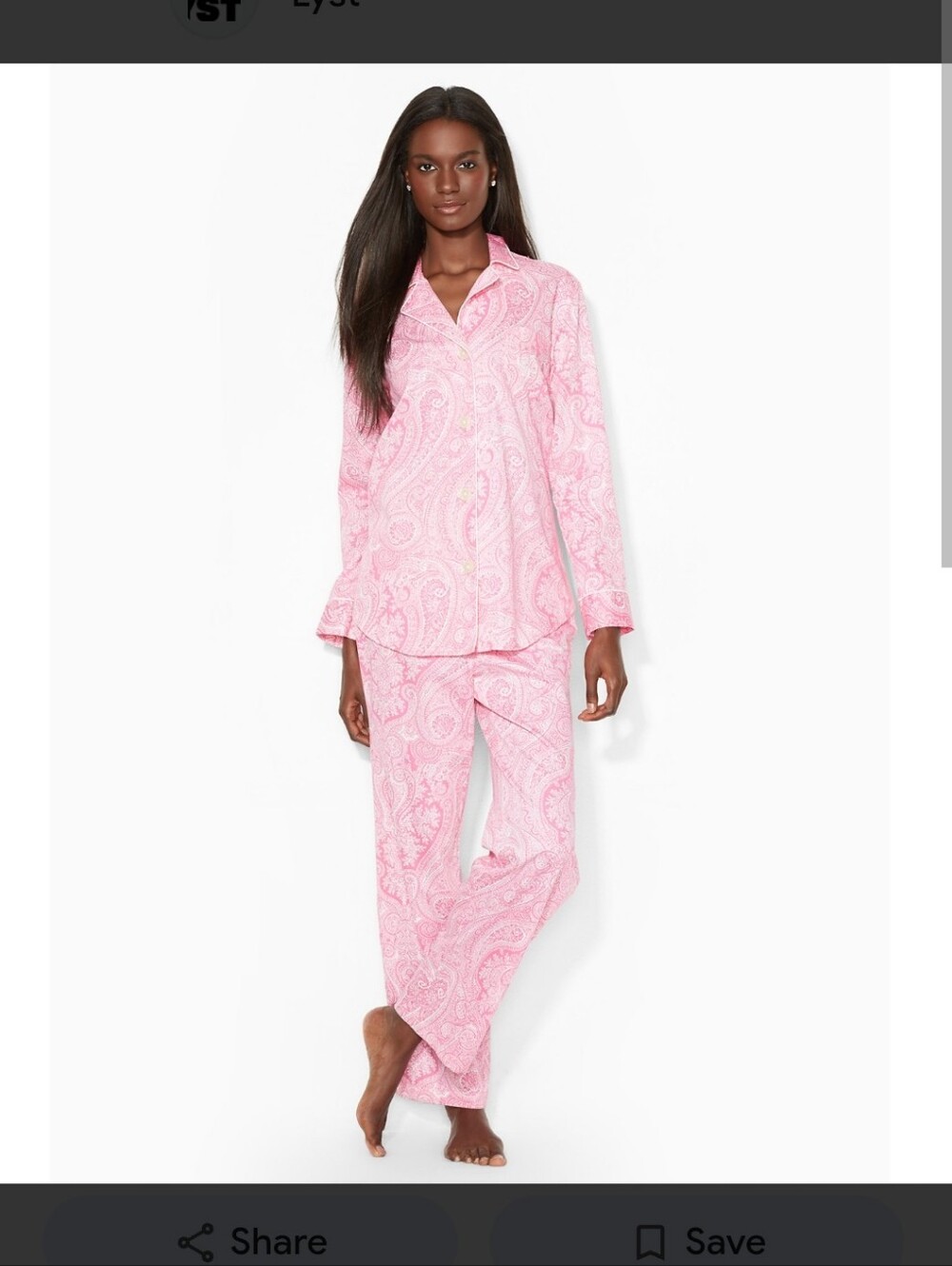 Ralph Lauren Pink Paisley Cotton Pajama Set